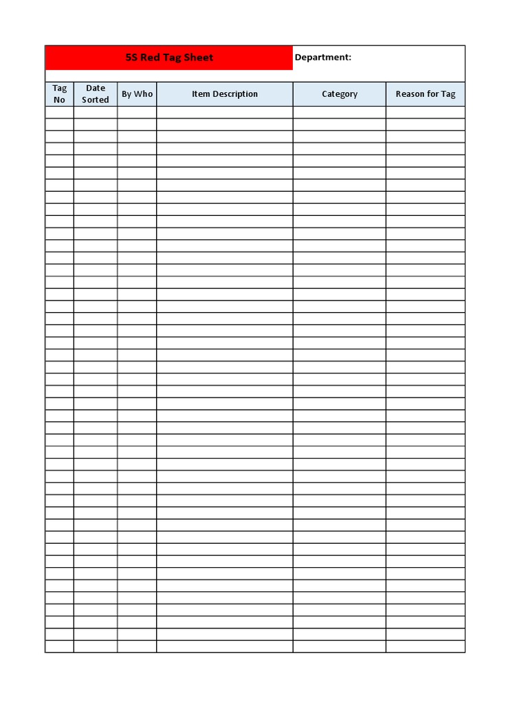 5S Red Tag Template for Inventory | PDF | Computers