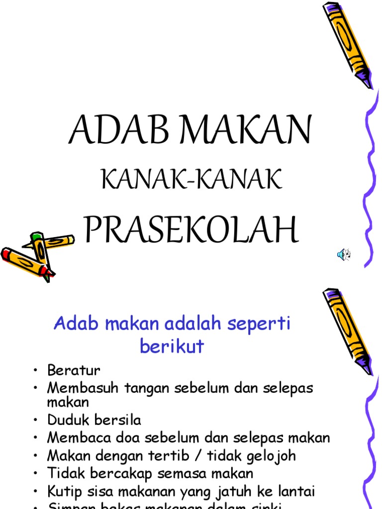 Adab Makan Kanak Kanak Prasekolah
