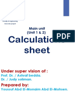 Calculations Sheet: Under Super Vision Of: Prepared by