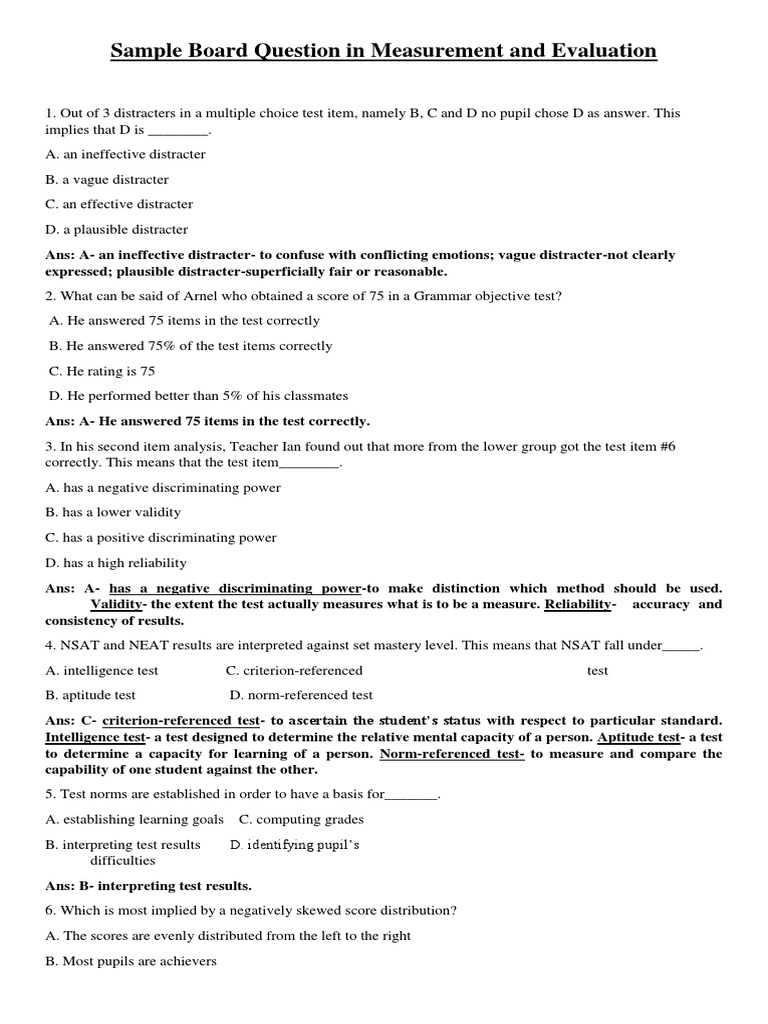 Evaluating Test Score Distributions | PDF | Educational Assessment ...
