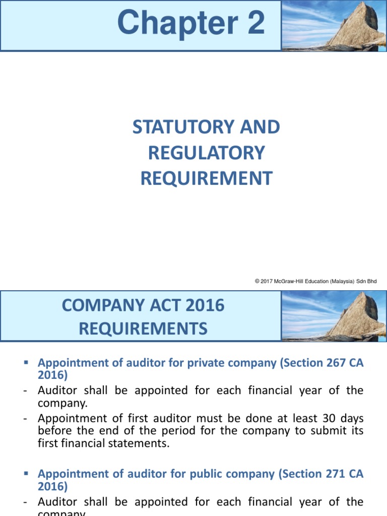 Chapter 2 Statutory and Regulatory Requirement PDF Audit Virtue
