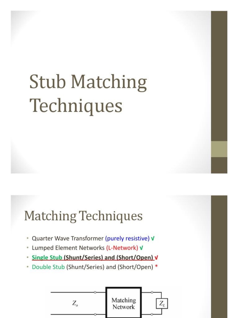 MD-05-Stub Matching PDF | PDF | Transmission Line | Electrical Impedance