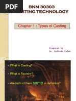 BNM 30303 Casting Technology: Chapter 1: Types of Casting