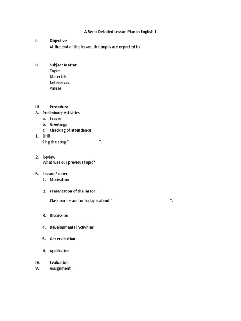 English 1 Lesson Plan Template | PDF