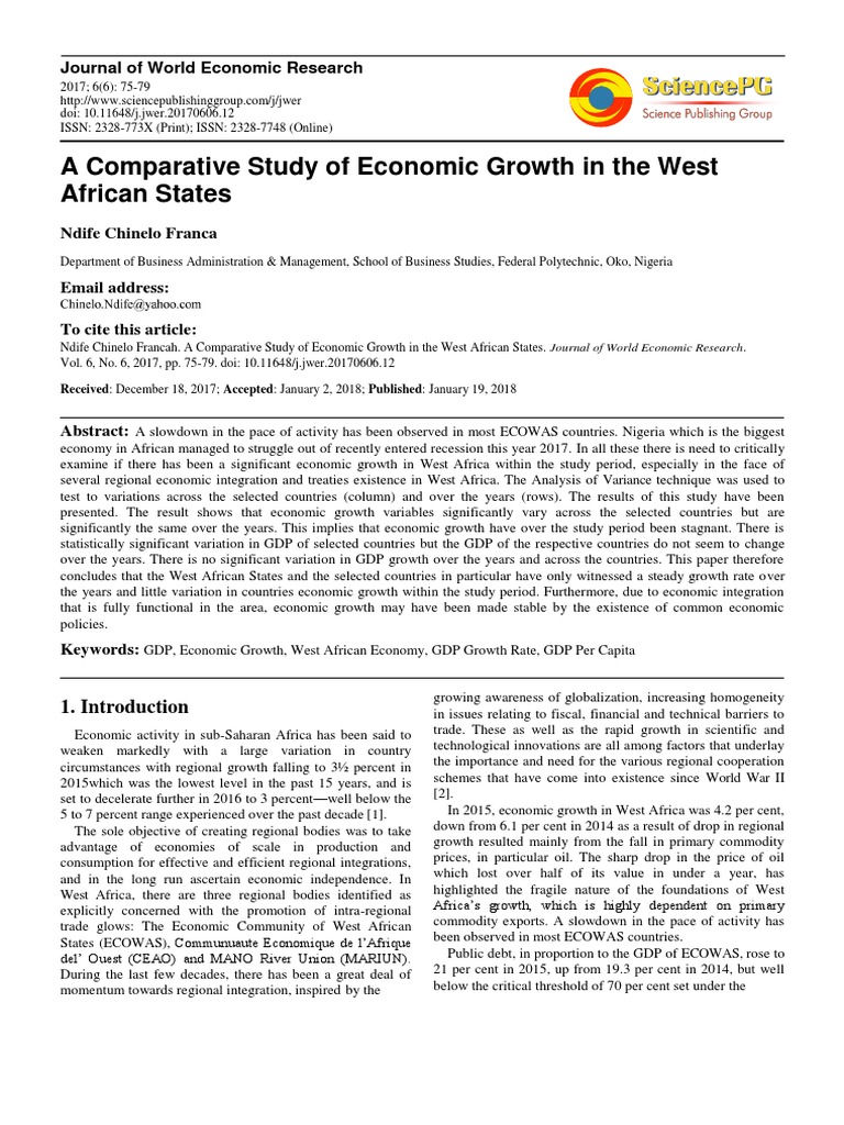 Economic Growth in West Africa: A Study | PDF | Economic Growth ...