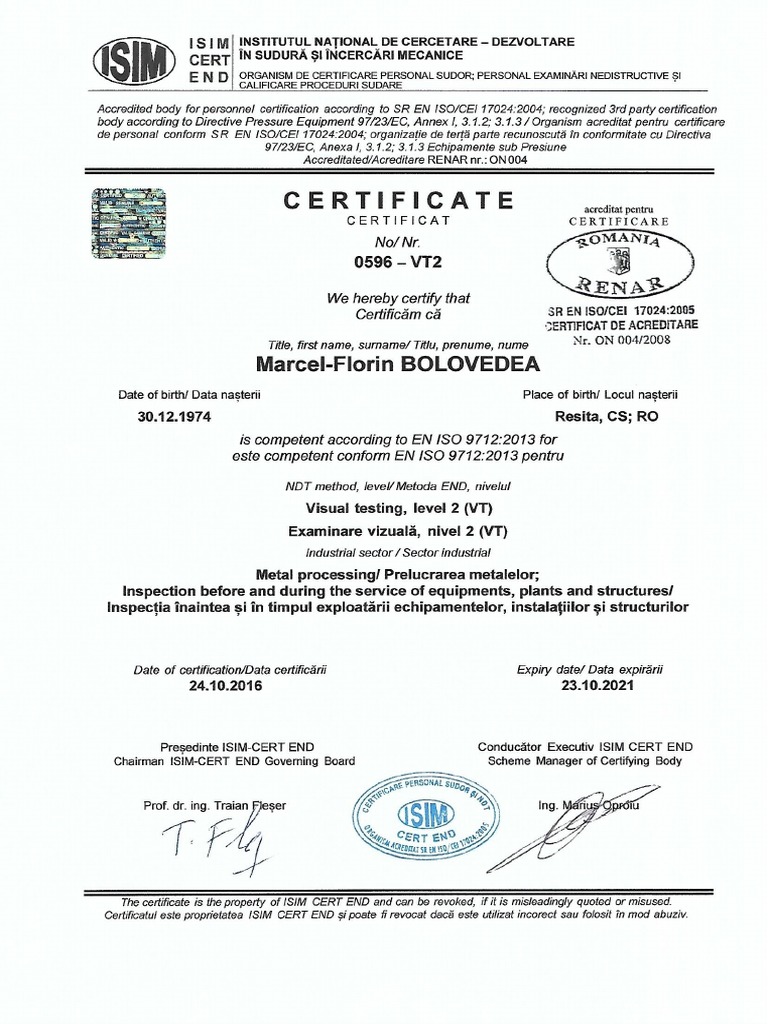 Scan Certificate NDT PDF | PDF