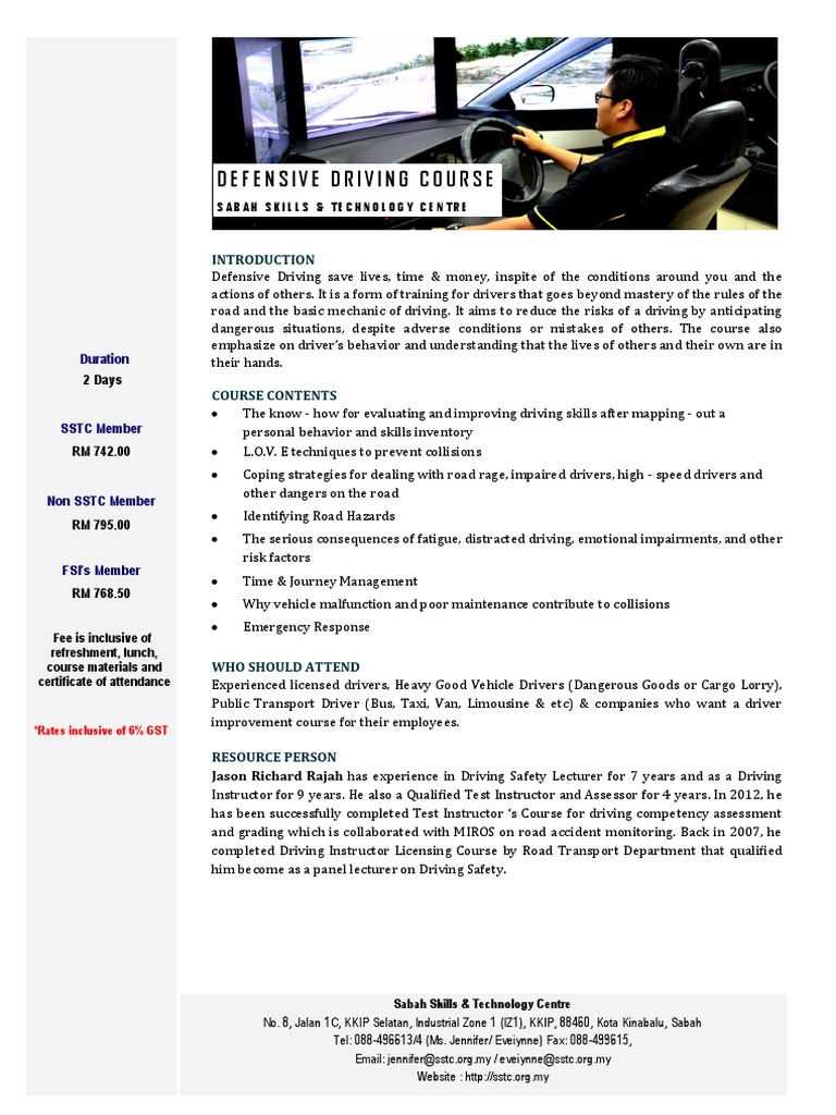 Sabah Defensive Driving Course Details | PDF | Driving | Traffic Collision