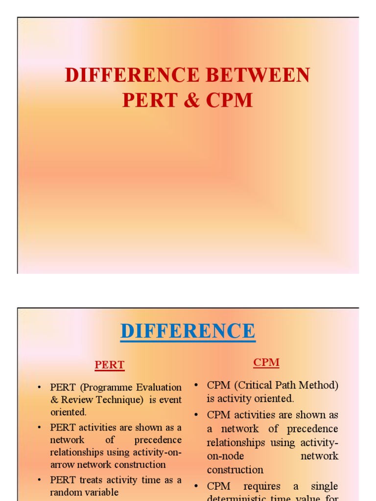 Difference Between Pert & CPM PDF | PDF | Scientific Modeling ...
