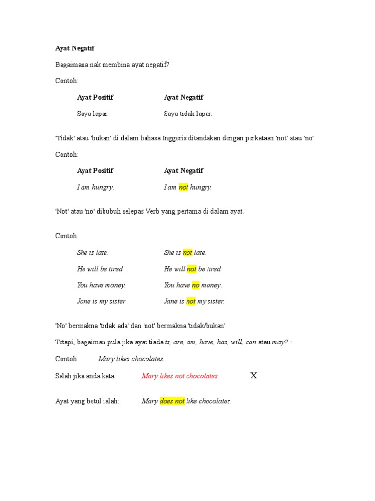 Study English Ayat Negatif Pdf