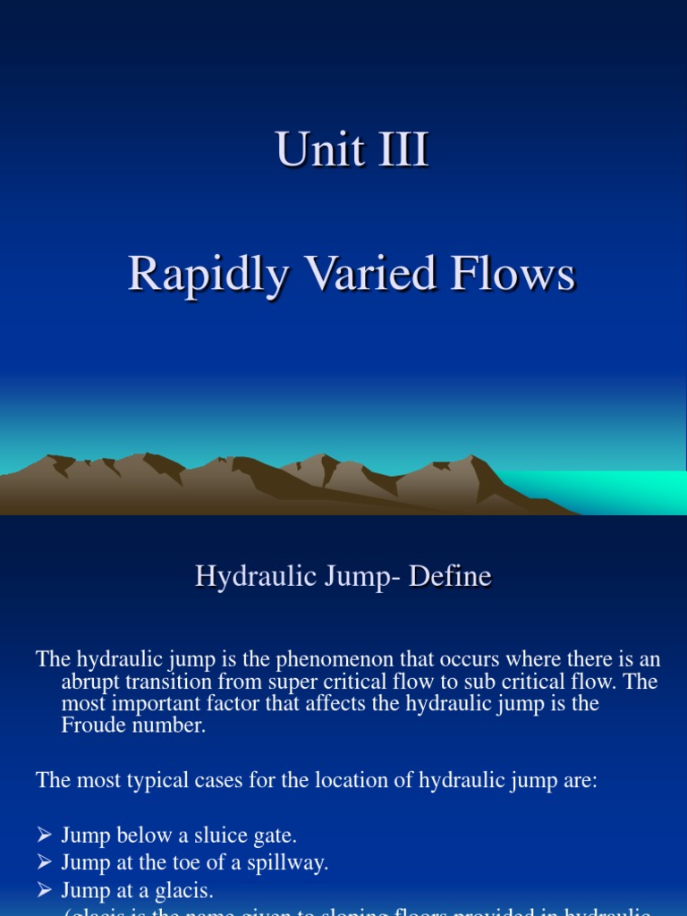 Hydraulic Jump PDF PDF Fluid Dynamics Gases