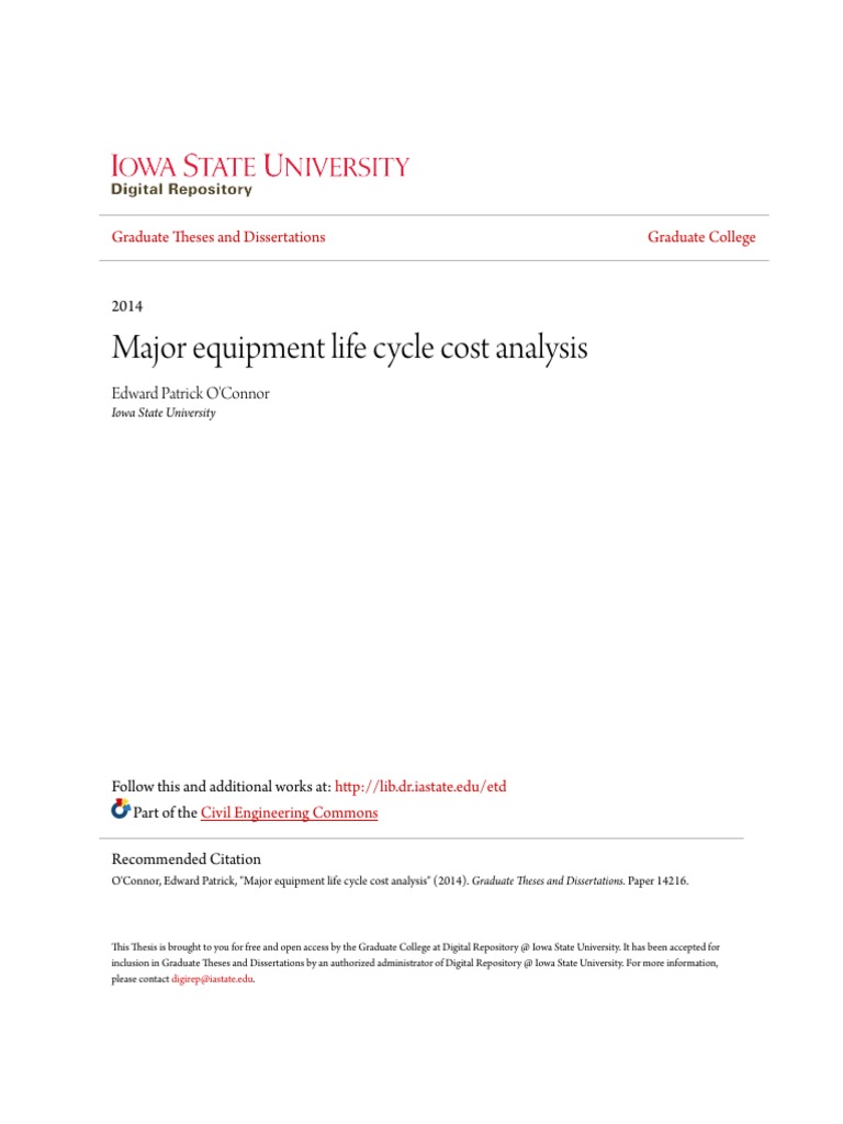 Major Equipment Life Cycle Cost Analysis PDF PDF Mathematical Model