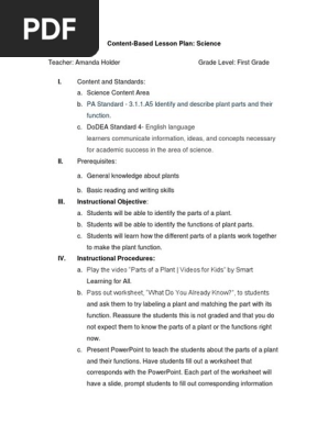 content based lesson plan