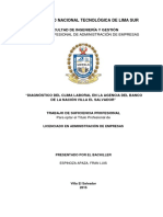 Diagnostico Del Clima Laboral en La Agencia Del Banco de La Nacion Villa El Salvador PDF