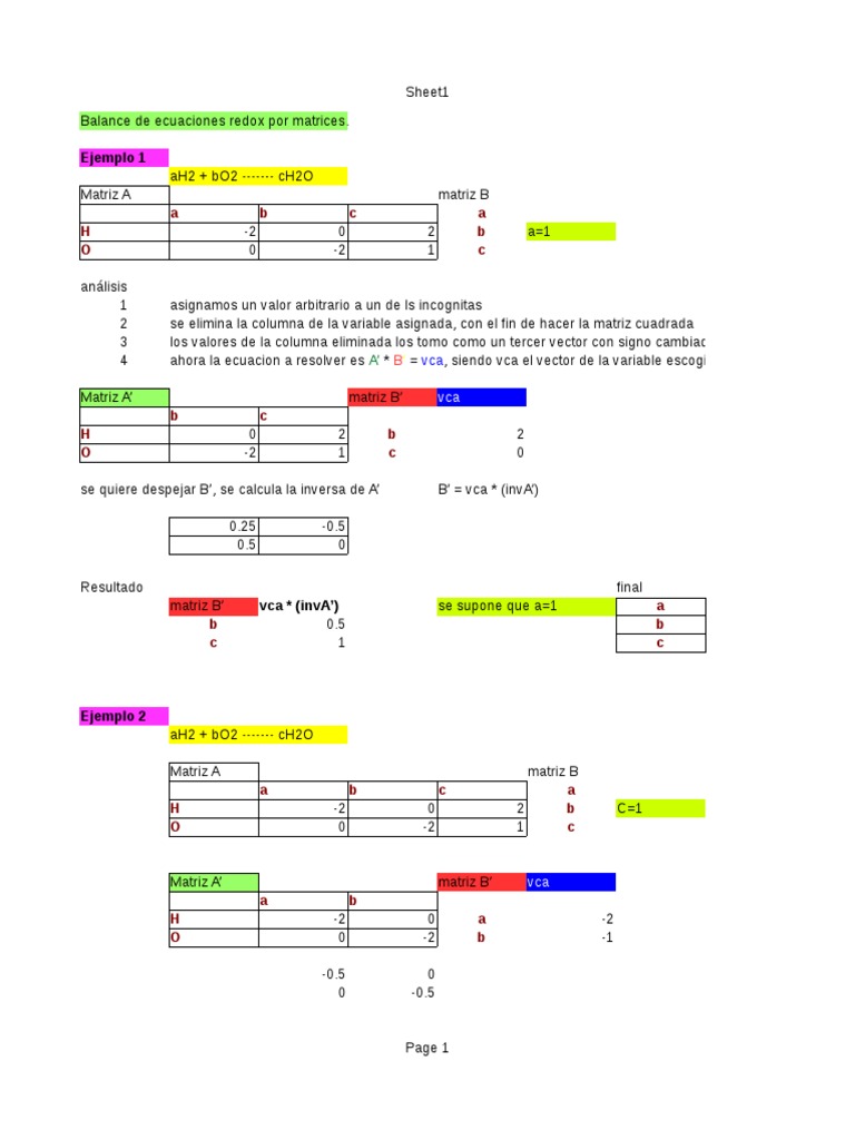 Balance Por Matrices | PDF | Análisis funcional | Matriz (Matemáticas)