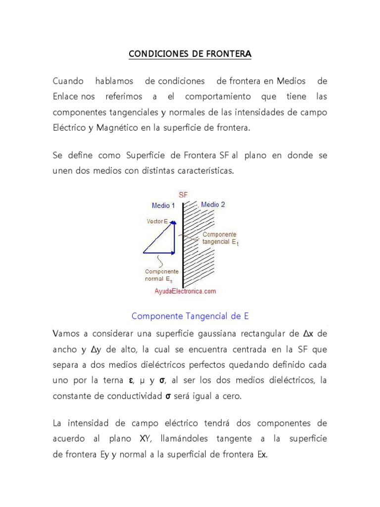 Condiciones de Frontera | PDF | Corriente eléctrica | Carga eléctrica