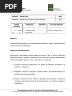 Gestão da Inovação e Sustentabilidade 