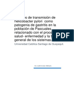 Fuentes de transmisión de helicobacter pylori  como patogenia de gastritis en la población de Pascuales, relacionado con el proceso salud- enfermedad y la teoría general de los sistemas..docx
