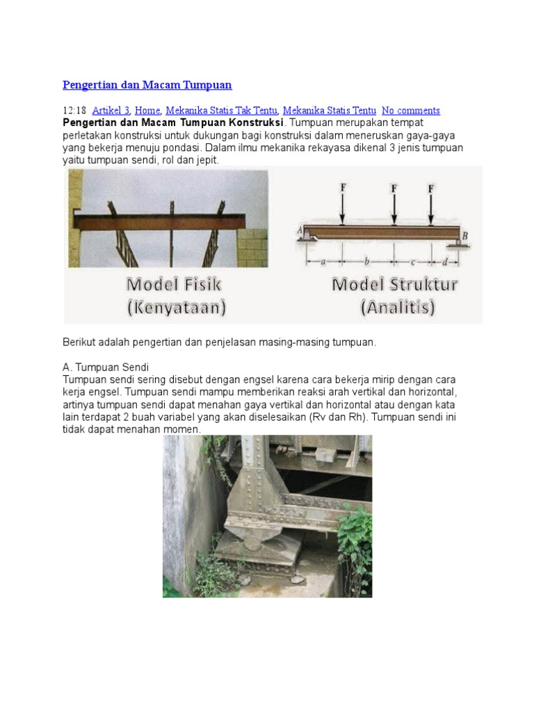 Pengertian Dan Macam Tumpuan