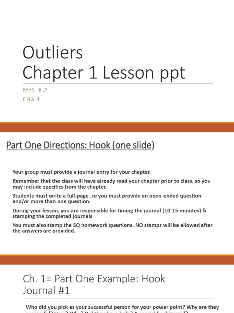 Outliers Chapter 1 Lesson Plan Guide | PDF | Question | Behavior ...
