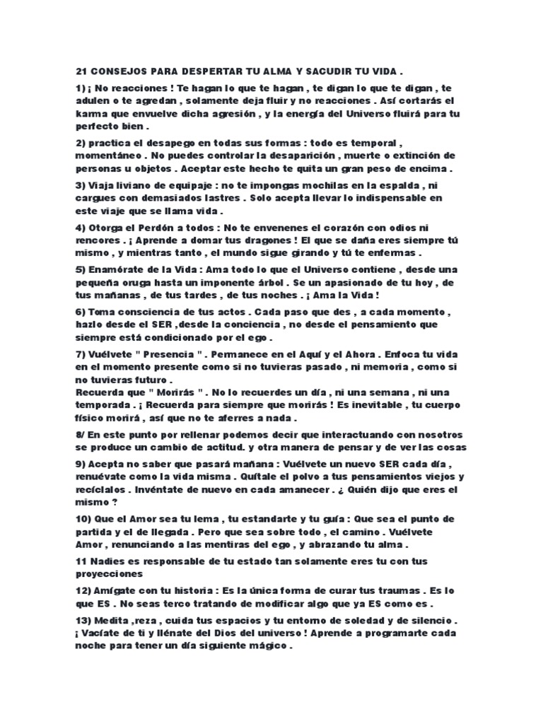 21 Consejos para Despertar Tu Alma y Sacudir Tu Vida | PDF | Amor | Dios