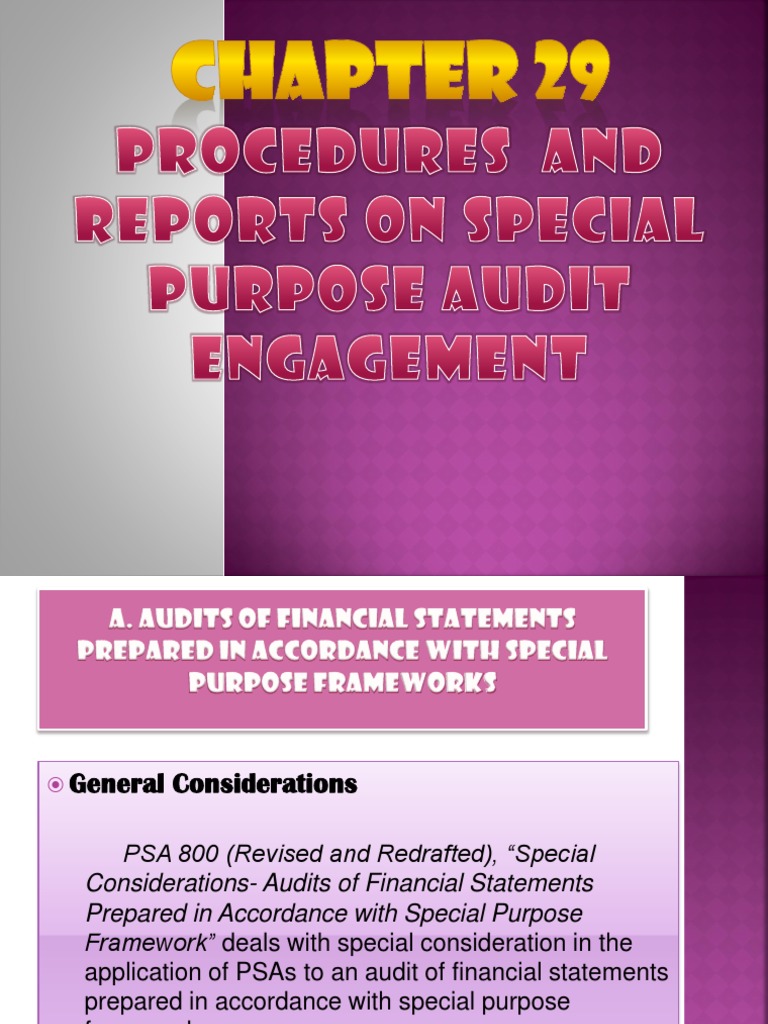 Chapter 29 Procedures and Reports On Special Purpose Audit Engagements