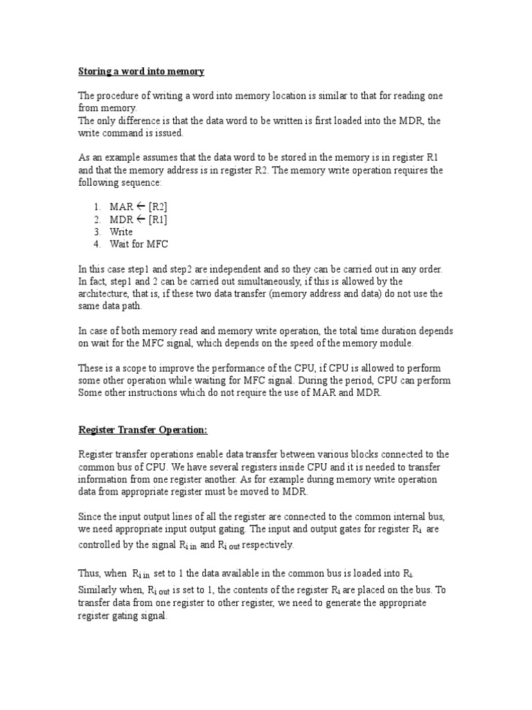 Storing A Word Into Memory Iin I Out PDF Central Processing Unit Computer Data
