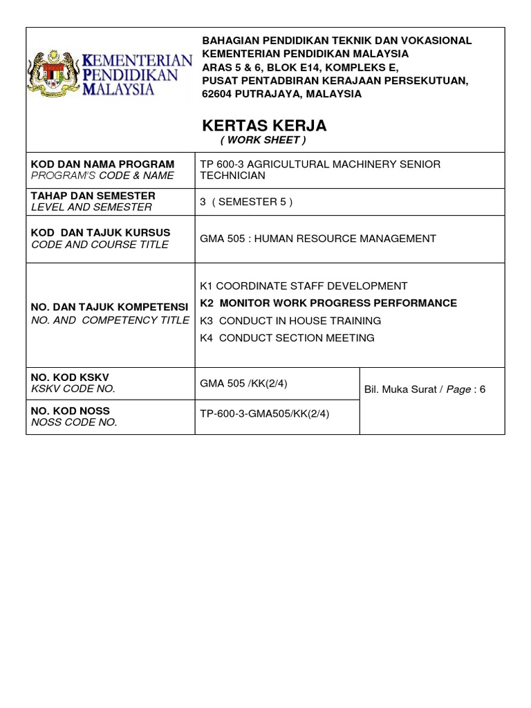 Kertas Kerja Prestasi Pdf