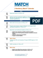 2019 Main Residency Match Calendar Deadlines