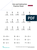 Addition and Subtraction Practice Sheet: Created by
