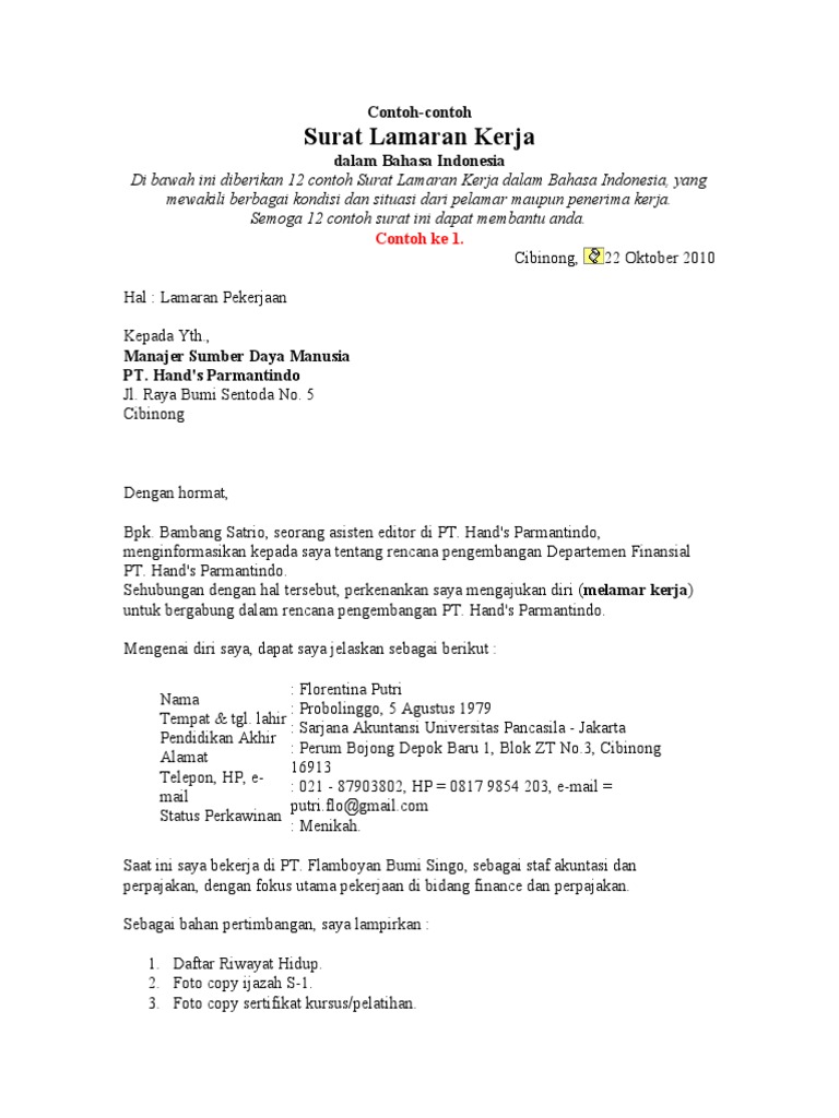 Contoh Cv