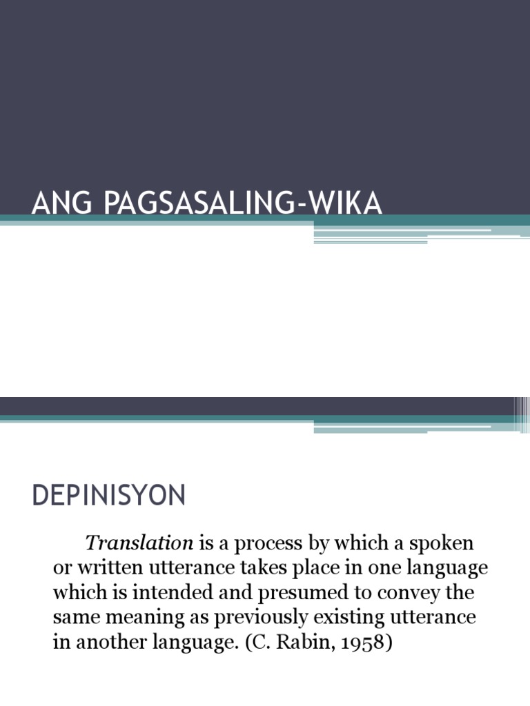 PAGSASALIN1 | PDF