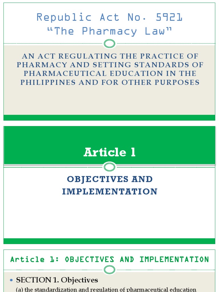 RA 5921 - Pharmacy Law | PDF | Pharmacist | Pharmacy
