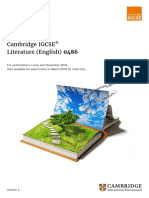 Syllabus: Cambridge IGCSE Literature (English) 0486