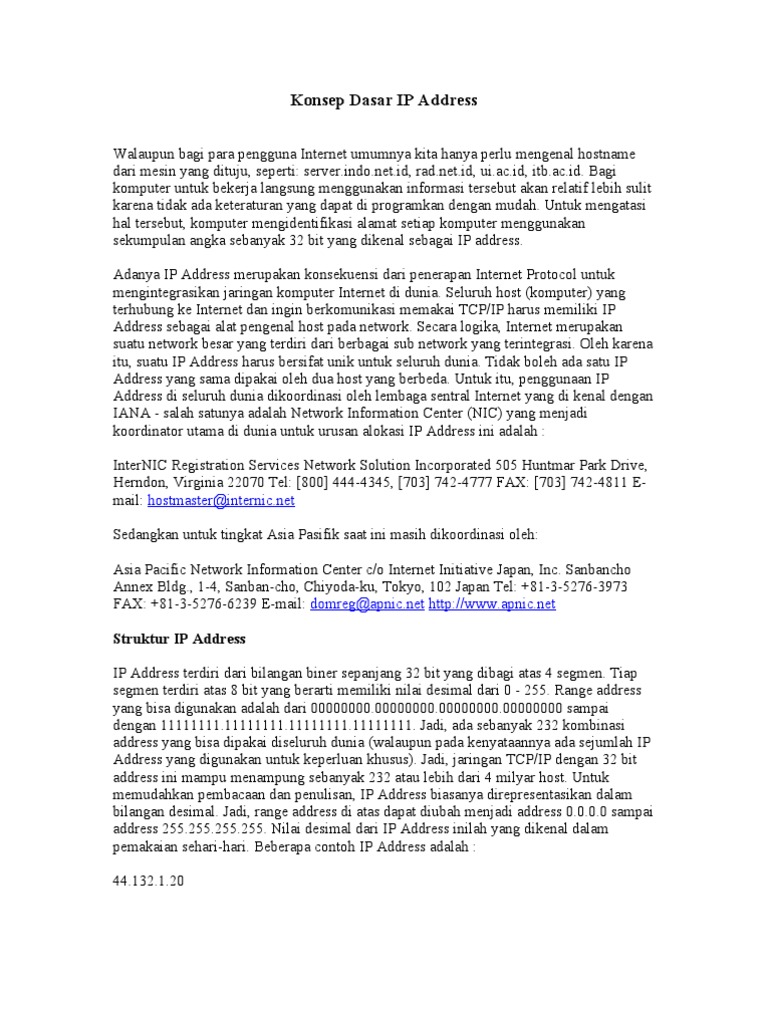 Konsep Dasar IP Address | PDF | Teknologi & Rekayasa