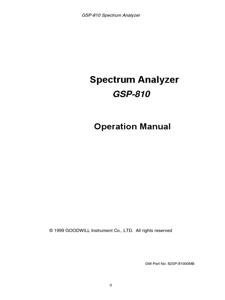 Spectrum Analyzer: Operation Manual | PDF | Electromagnetism ...