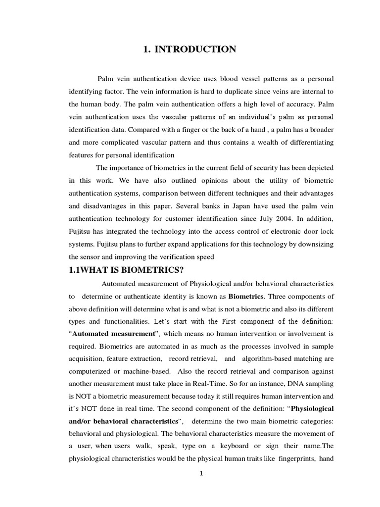 Palm Vein Authentication Technology Explained | PDF | Biometrics ...