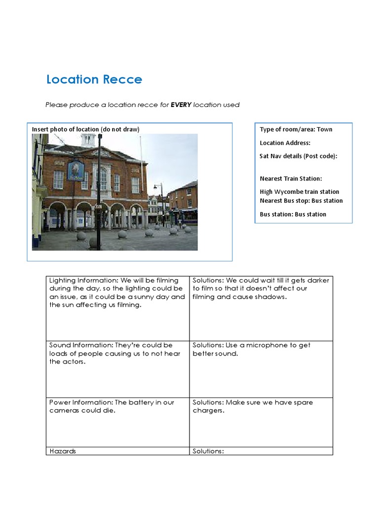 Location Recce | PDF