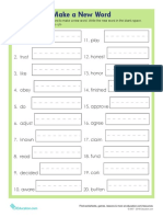 Prefixes: Make A New Word: Prefixes To Use: Dis-Re - Un