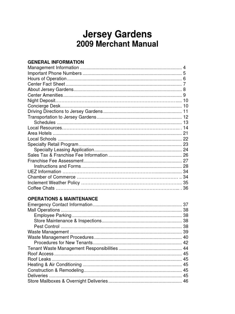 Jersey Gardens Mall Merchant Manual PDF PDF New Jersey Retail