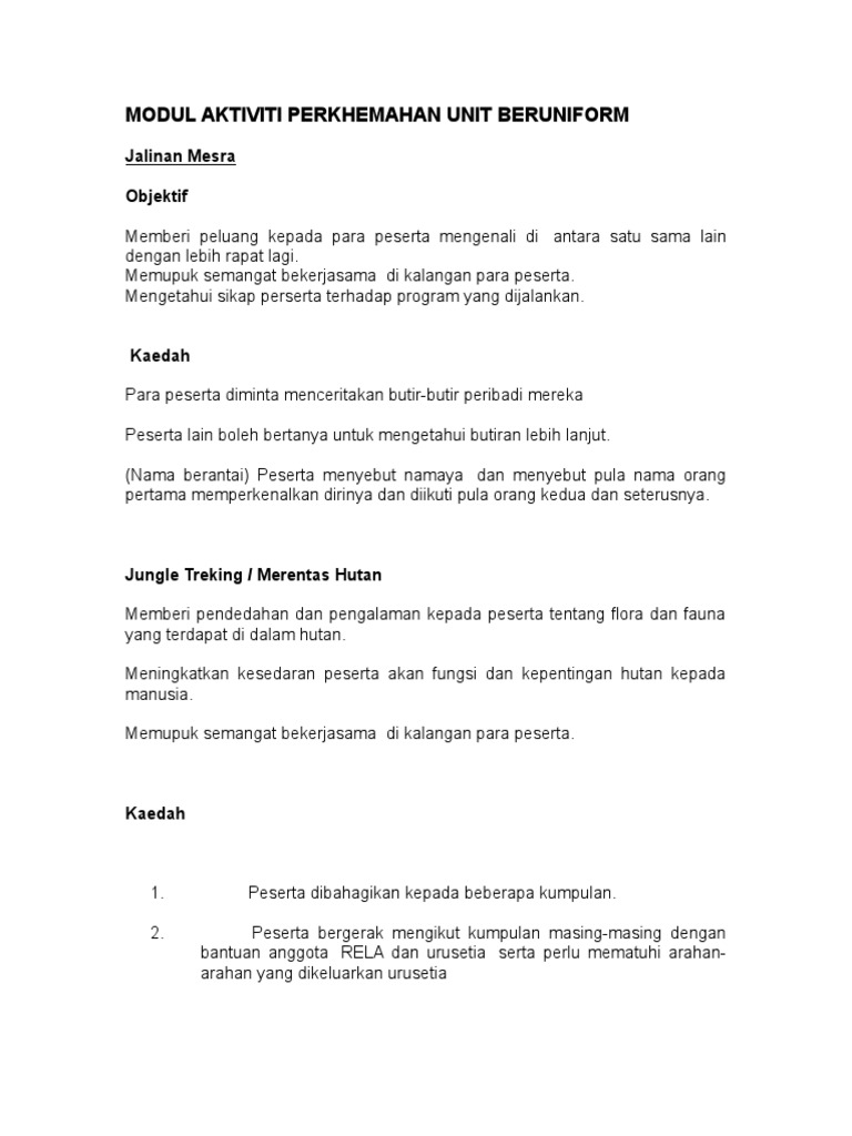 Modul Aktiviti Perkhemahan Agung Unit Beruniform Pdf