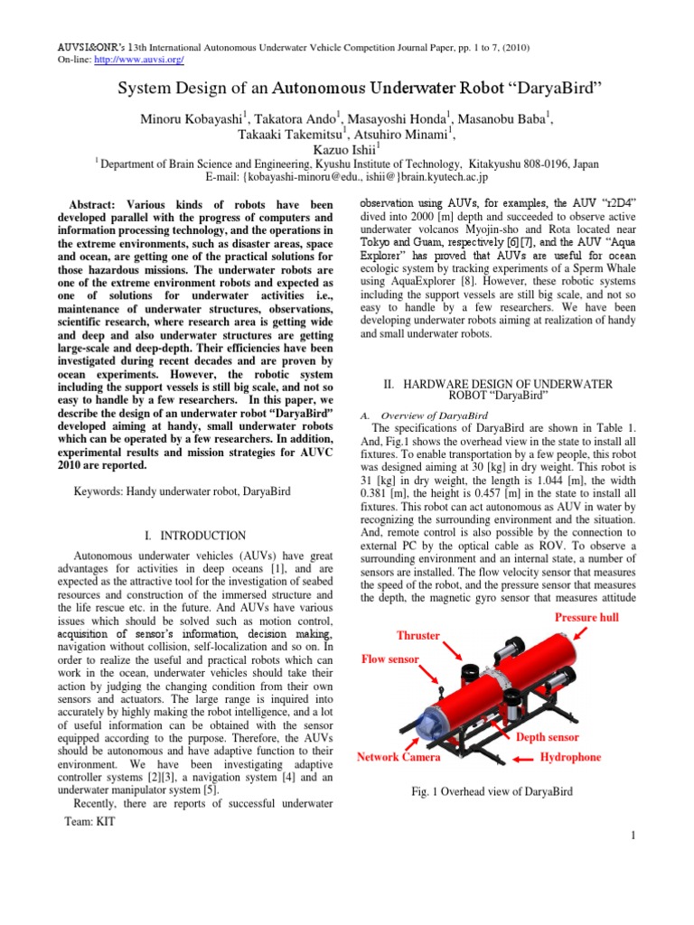 DaryaBird: Compact Underwater Robot Design | PDF | Robot | Robotics
