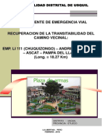 Expediente Emergencia Vial Emp Li 111 Chuquizongo - Pampa Del Llano PDF