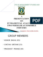 A Presentation ON Fundamental Analysis of Two Wheeler Automobile Industry