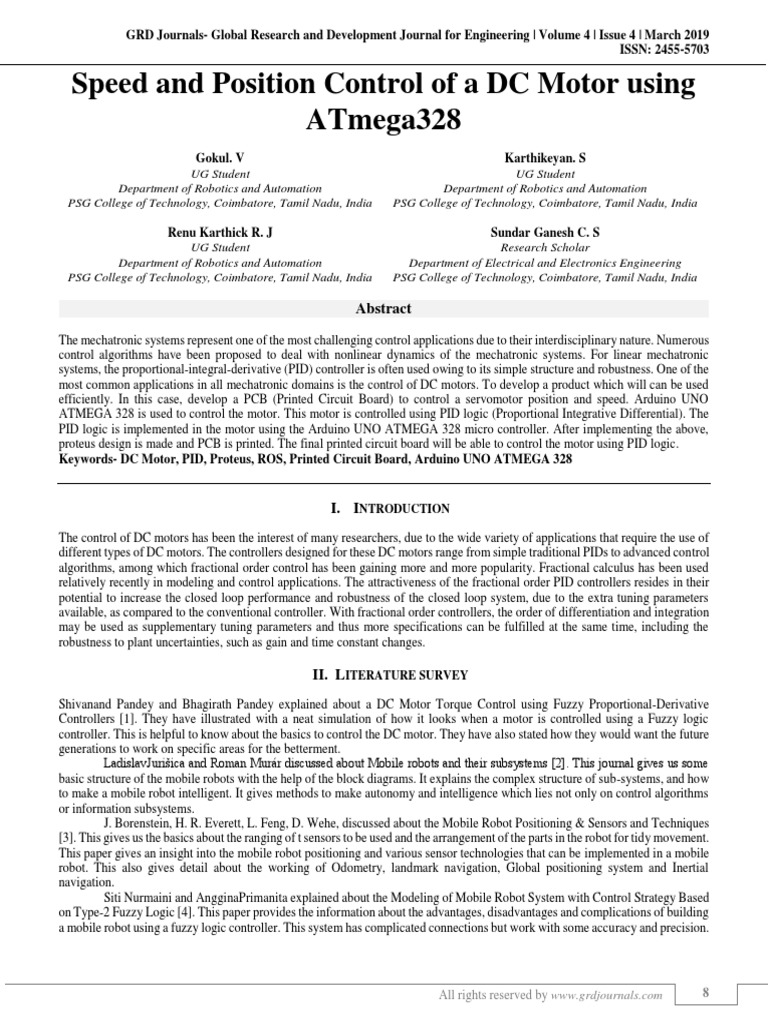 Speed and Position Control of A DC Motor Using ATmega328 | PDF ...