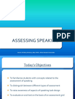 Assessing Speaking: Source: DR Mary Drossou, Mary (PHD.) - Rcel Research Associate