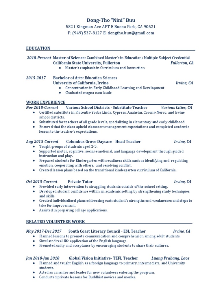 Education and Teaching Experience Summary | PDF | Schools | Teachers