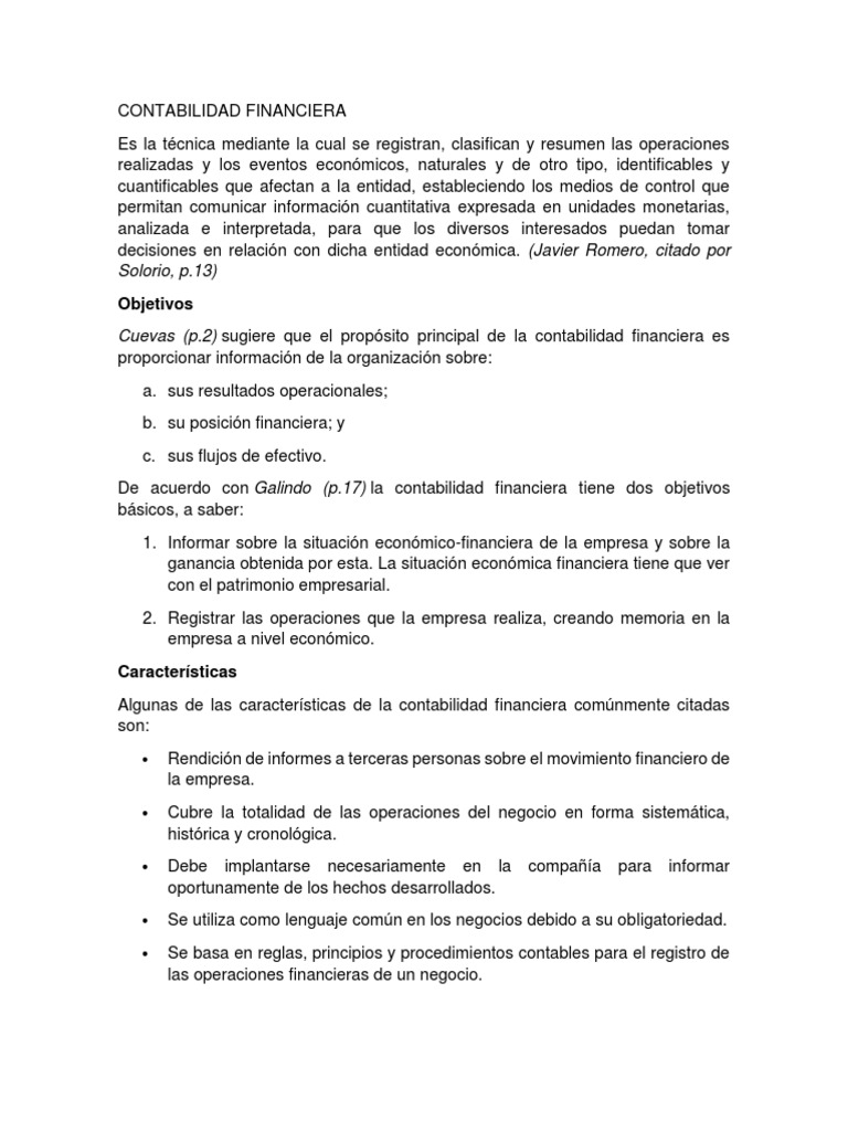 Objetivos de la Contabilidad Financiera | PDF | Contabilidad financiera ...