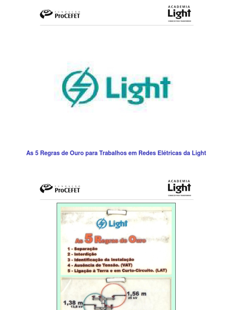 As 5 Regras de Ouro da Light para Trabalhos Seguros em Redes Elétricas PDF Eletricidade