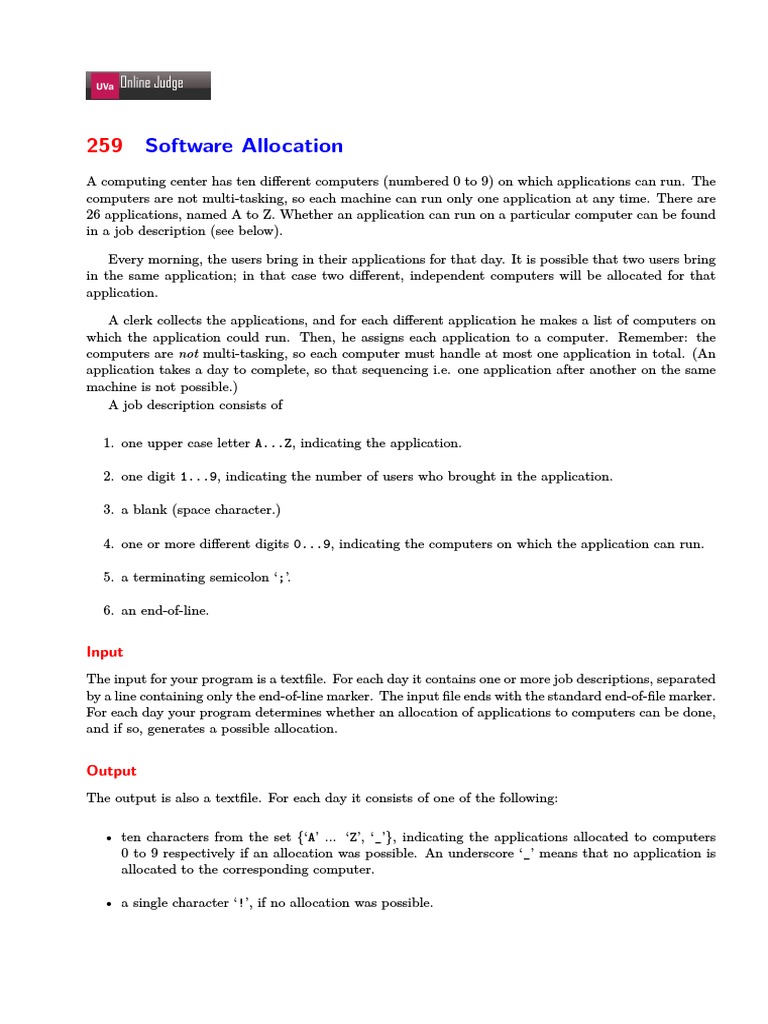 Software Allocation: Input | PDF