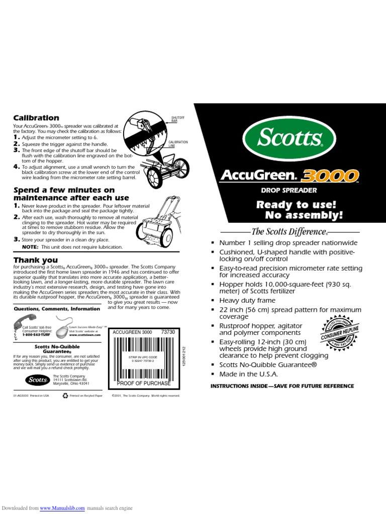 Scotts Accugreen 3000 Download Free PDF Lawn Calibration